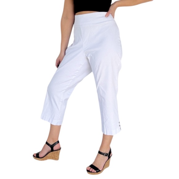 Counterparts plus size white cut out crop length stretch capri pants size 18 - Picture 1 of 11